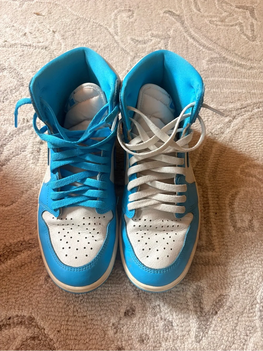 Jordan High-Top Sneakers in Bright Blue and White